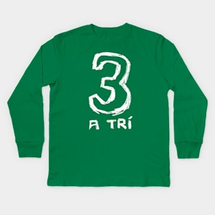 Number 3, Gaelic Irish Number, Three Kids Long Sleeve T-Shirt